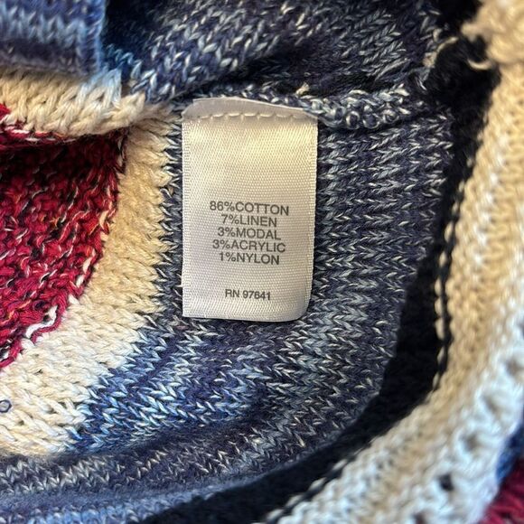 J. Jill Red White Blue Striped 3 Button Cardigan Size Small Petite - Picture 8 of 9